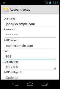Email account setup android